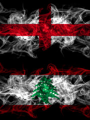 Flag of England, English and Lebanon, Lebanese countries with smoky effect