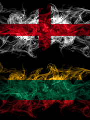 Flag of England, English and Lithuania, Lithuanian countries with smoky effect