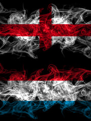 Flag of England, English and Luxembourg countries with smoky effect