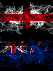 Flag of England, English and New Zealand, Kiwi countries with smoky effect