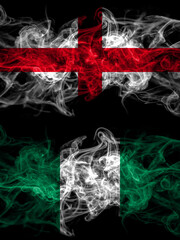 Flag of England, English and Nigeria, Nigerian countries with smoky effect