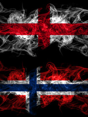Flag of England, English and Norway, Norwegian countries with smoky effect
