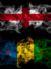 Flag of England, English and Ogoni people countries with smoky effect