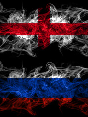 Flag of England, English and Russia, Russian countries with smoky effect