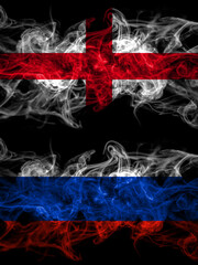 Flag of England, English and Russia, Russian countries with smoky effect