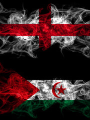 Flag of England, English and Sahrawi countries with smoky effect