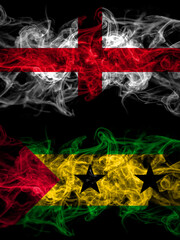 Flag of England, English and Sao Tome and Principe countries with smoky effect