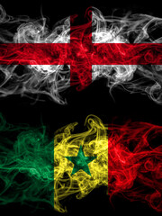 Flag of England, English and Senegal countries with smoky effect