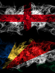Flag of England, English and Seychelles, Seychellois countries with smoky effect
