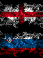 Flag of England, English and Slovenia, Slovenian countries with smoky effect