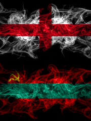 Flag of England, English and Transnistria countries with smoky effect