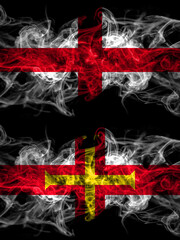 Flag of England, English and United Kingdom, Great Britain, British, Guernsey  countries with smoky effect