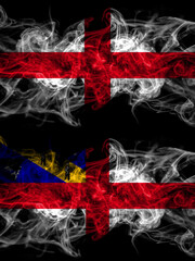 Flag of England, English and United Kingdom, Great Britain, British, Herm  countries with smoky effect