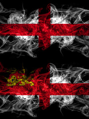 Flag of England, English and United Kingdom, Great Britain, British, Sark countries with smoky effect