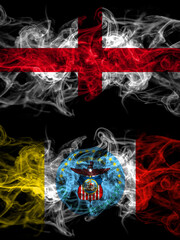 Flag of England, English and United States of America, America, US, USA, American, Columbus, Ohio countries with smoky effect