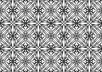 Abstract tile with folk style floral ornaments on a white background for coloring, vector, pattern