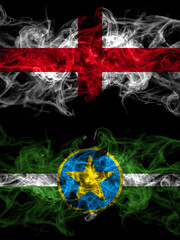 Flag of England, English and United States of America, America, US, USA, American, Jackson, Mississippi countries with smoky effect