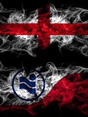 Flag of England, English and United States of America, America, US, USA, American, Irving, Texas countries with smoky effect