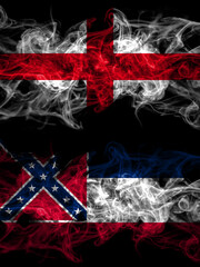 Flag of England, English and United States of America, America, US, USA, American, Mississippi countries with smoky effect