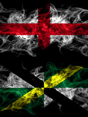 Flag of England, English and United States of America, America, US, USA, American, Monterey, California countries with smoky effect