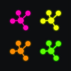 Atom four color glowing neon vector icon