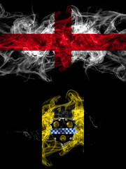 Flag of England, English and United States of America, America, US, USA, American, Pittsburgh, Pennsylvania countries with smoky effect