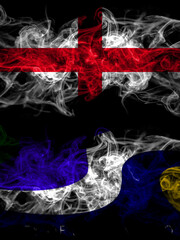 Flag of England, English and United States of America, America, US, USA, American, Sacramento, California countries with smoky effect
