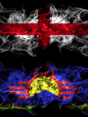 Flag of England, English and United States of America, America, US, USA, American, Roswell, New Mexico countries with smoky effect