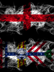 Flag of England, English and United States of America, America, US, USA, American, Tampa, Florida countries with smoky effect