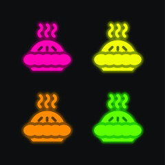 Bakery four color glowing neon vector icon
