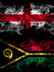 Flag of England, English and Vanuatu countries with smoky effect
