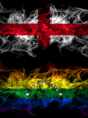 Flag of England, English and Venezuela, gay countries with smoky effect