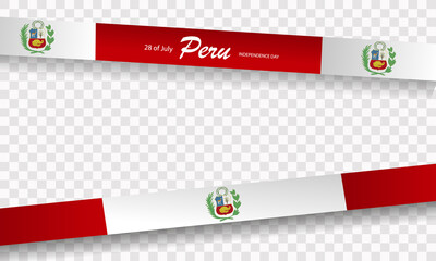 Independence Day of Peru, festive banner with balloons and ribbons. Peru flag. - obrazy, fototapety, plakaty