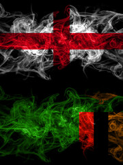 Flag of England, English and Zambia, Zambian countries with smoky effect