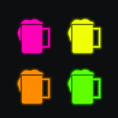Beer four color glowing neon vector icon
