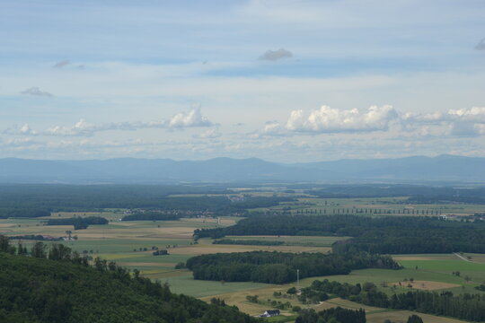 Paysage sundgauvien, plaine d'Alsace, campagne alsacienne