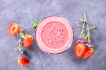 strawberry smoothie- top view