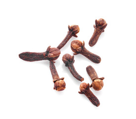 dry cloves on white background