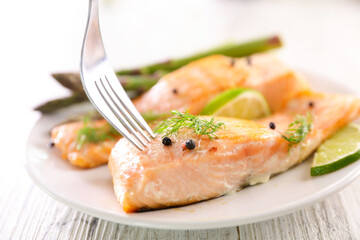 baked salmon fish and lemon