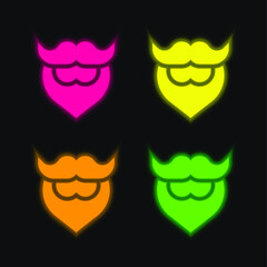 Beard four color glowing neon vector icon