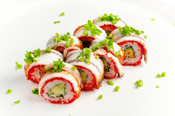 japanese sushi on the white