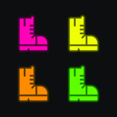 Boots four color glowing neon vector icon
