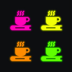 Book four color glowing neon vector icon
