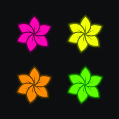 Big Flower four color glowing neon vector icon