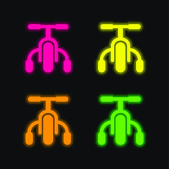 Bicycle four color glowing neon vector icon