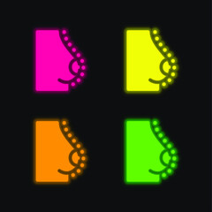 Breast four color glowing neon vector icon