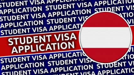 Austria Circular Flag with Student Visa Application Titles - 3D Illustration
