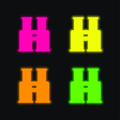 Obraz premium Binocoulars four color glowing neon vector icon