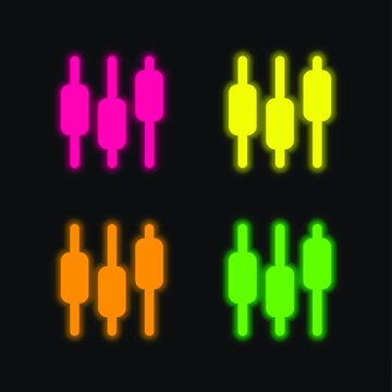 Box Plot four color glowing neon vector icon