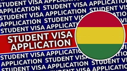 Bolivia Circular Flag with Student Visa Application Titles - 3D Illustration